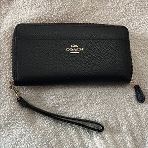 Coach Black Pebbled Leather Wristlet